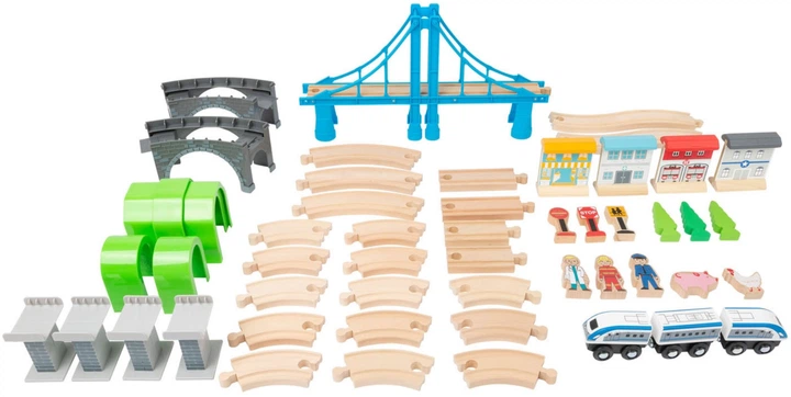 Zestaw drewniany Small Foot Most kolejowy z akcesoriami 60 elementów (4020972114921) - obraz 3