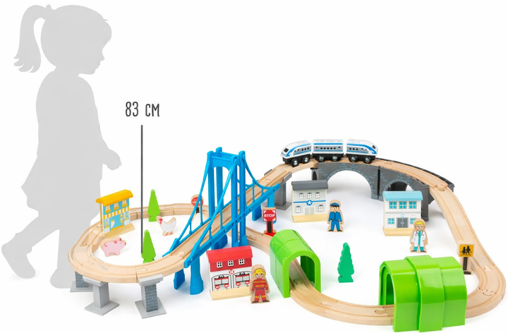 Zestaw drewniany Small Foot Most kolejowy z akcesoriami 60 elementów (4020972114921) - obraz 6
