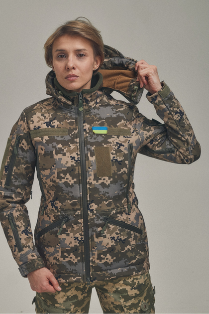Зимняя утепленная женская FS куртка-трансформер Soft Shell 2в1, пиксель - изображение 3