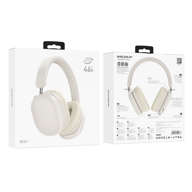 Бездротові накладні навушники BOROFONE BO27 Rhyme BT headphones Milky White (6941991109973) - изображение 8