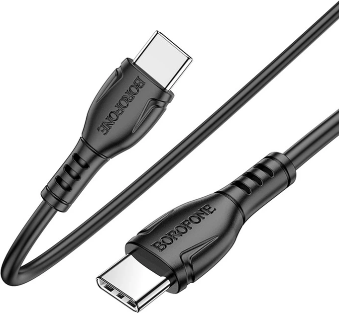 Кабель Type-C - Type-C Borofone BX51 Triumph 60W 3A 1m Чорний (BX51T-CC-B) - зображення 3