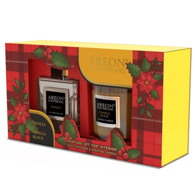 Набор ароматизаторов Areon Home Perfumes Vanilla Black (аромадиффузор 150 мл, свечка 120 гр) - Фото 1 Набор ароматизаторов Areon Home Perfumes Vanilla Black (аромадиффузор 150 мл, свечка 120 гр) - изображение 1