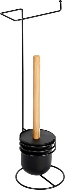 Stojak na papier toaletowy Vilde ze szczotką 53 cm Czarny (5904316497170) - obraz 2