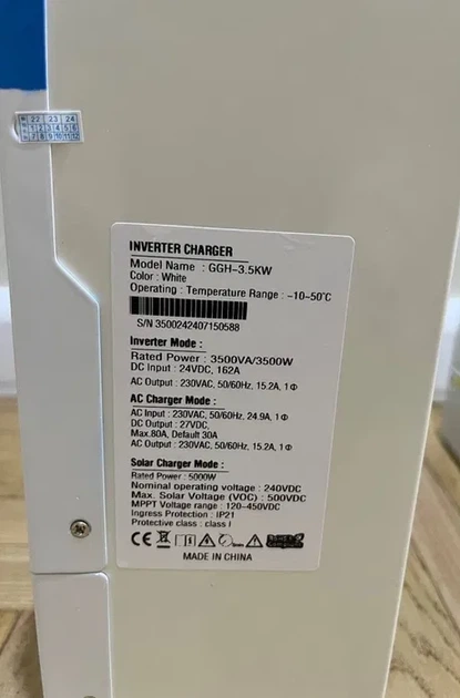 Гибридный инвертор Daxtromn GGH-3500KW, 24 В, 3500 Вт (бесперебойник, UPS, ДБЖ) зарядка 80А. - Фото 8 Гибридный инвертор Daxtromn GGH-3500KW, 24 В, 3500 Вт (бесперебойник, UPS, ДБЖ) зарядка 80А. - изображение 8