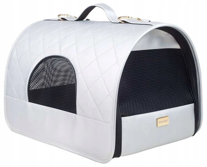 Torba transportowa dla psów i kotów Amiplay Venus M Srebrna (5907563256644) - obraz 6