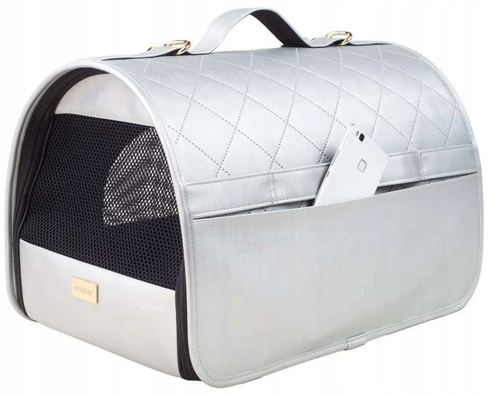 Torba transportowa dla psów i kotów Amiplay Venus M Srebrna (5907563256644) - obraz 8