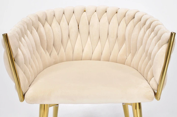 Крісло Hedo 100041 Велюрове Бежеве з золотими ніжками (5907184130033) - зображення 3