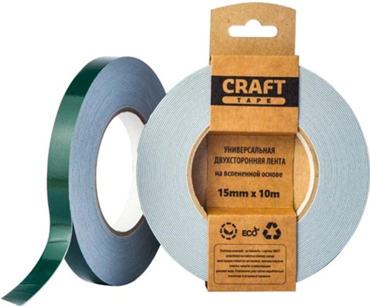 Двусторонняя лента Craft Tape 15 мм х 10 м Белая (FT1510) - изображение 1