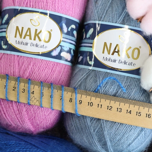 Nako Mohair Delicate, Пудровый сирень №6116 - пряжа Мохер Деликат 100 г / 500 м, 85% акрил, 10% шерсть, 5% мохер, тонкая, для шалей, свитеров - изображение 2