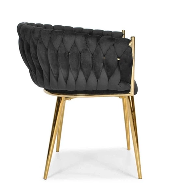 Крісло Hedo 100040 Велюрове Чорне з золотими ніжками (5907184130026) - зображення 4