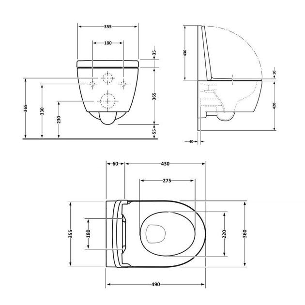 Унітаз підвісний Qtap Taurus безободковий з сидінням Soft-close QT2433084EUQMB - зображення 2