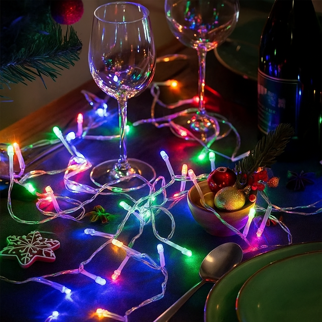 Электрическая гирлянда 10м 200LED RGB 220В для украшения елки комнатная светодиодная - изображение 3