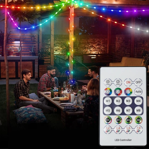 Светодиодная гирлянда 200 LED 20 метров USB с пультом RGB для новогоднего декора - изображение 8