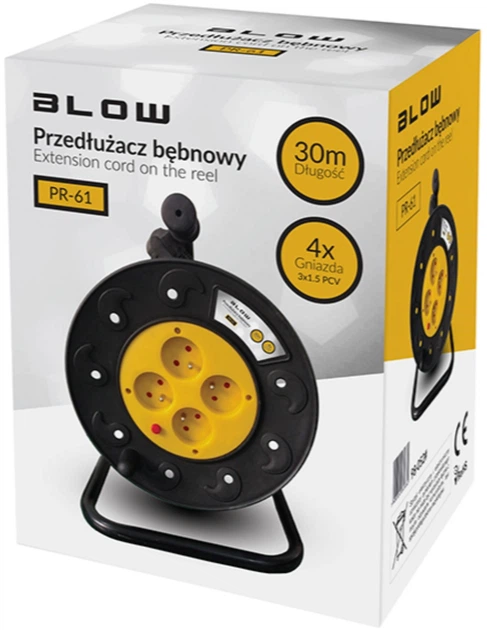 Подовжувач мережевий Blow PR-61 4-розетковий з заземленням 30 м барабан PCV (5900804141686) - зображення 2
