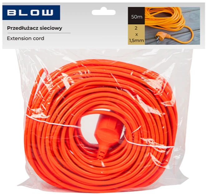 Подовжувач мережевий Blow PR-160 1-розетковий без заземлення 50 м Помаранчевий (5900804142539) - зображення 2