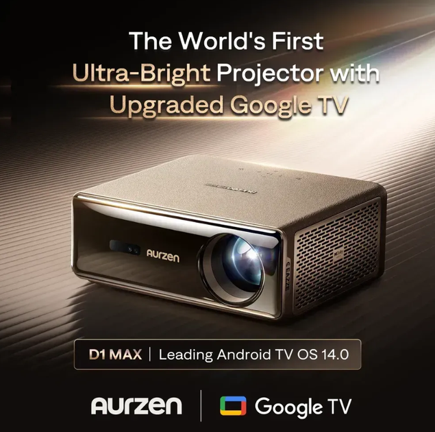 Смарт проектор Aurzen Eazze D1 Max 4k з підтримкою Google TV коричневий (EAZZED1MAX) - зображення 9