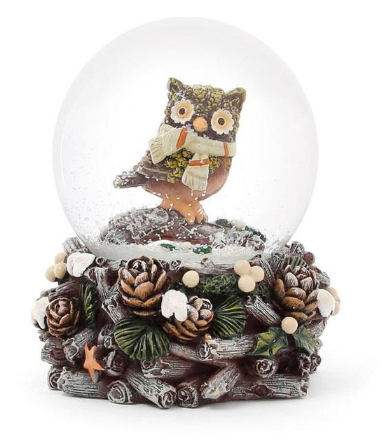 Декоративный снежный/водяной шар Сова 9 см с шарфом, набор 6 шт(559-303 ...