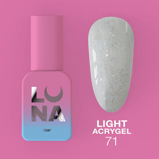 Жидкий гель LUNAMoon Light Acrygel №71 – 13 мл для укрепления и доращивания ногтей - Фото 1 Жидкий гель LUNAMoon Light Acrygel №71 – 13 мл для укрепления и доращивания ногтей - изображение 1