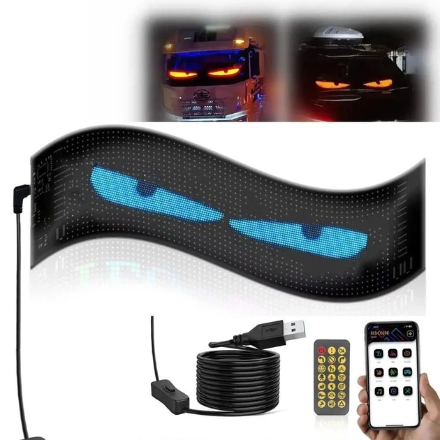 Гнучкий екран RGB 1536 шт світлодіодів LED Matrix Panel APP wifi (16X64) ART-0566 IP65 92*374мм, з регульованою яскравістю - зображення 2