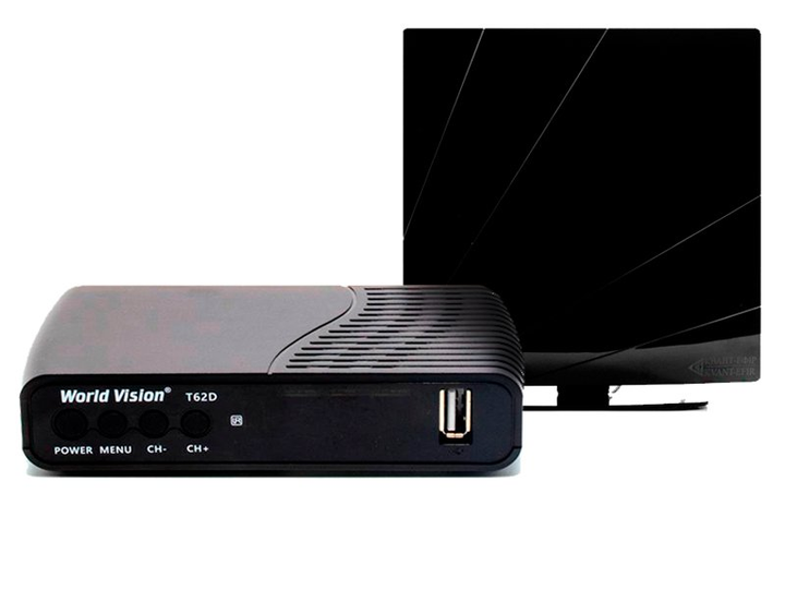 Комплект цифрового ТВ World Vision T62D + Комнатная антенна ARU-01 ...
