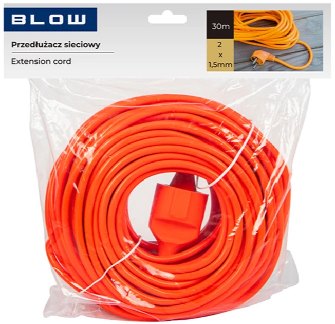 Подовжувач мережевий Blow PR-160 1-розетковий без заземлення 30 м Помаранчевий (5900804141730) - зображення 2