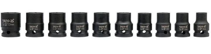 Головки торцевые ударные 1/2" для гайковерта YATO YT-1025 - Фото 1 Головки торцевые ударные 1/2" для гайковерта YATO YT-1025 - изображение 1