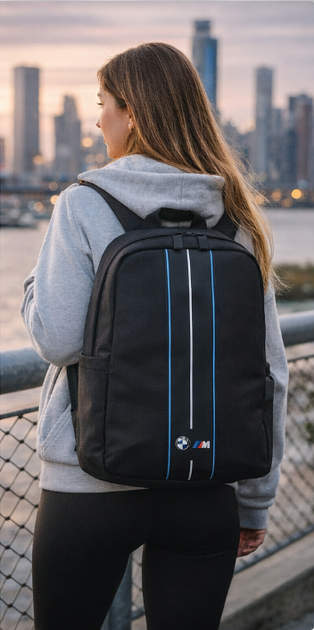 Рюкзак для ноутбука BMW Nylon Blue Stripe 16" Black (BMBP15COMPVSKL) - зображення 4