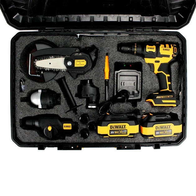 Многофункциональный аккумуляторный набор DeWalt DCD709M 5в1 (36V, 6Ah) – комплект насадок: шуруповерт, пила, гайковерт, УШМ, перфоратор для домашнего и профессионального использования - Фото 8 Многофункциональный аккумуляторный набор DeWalt DCD709M 5в1 (36V, 6Ah) – комплект насадок: шуруповерт, пила, гайковерт, УШМ, перфоратор для домашнего и профессионального использования - изображение 8