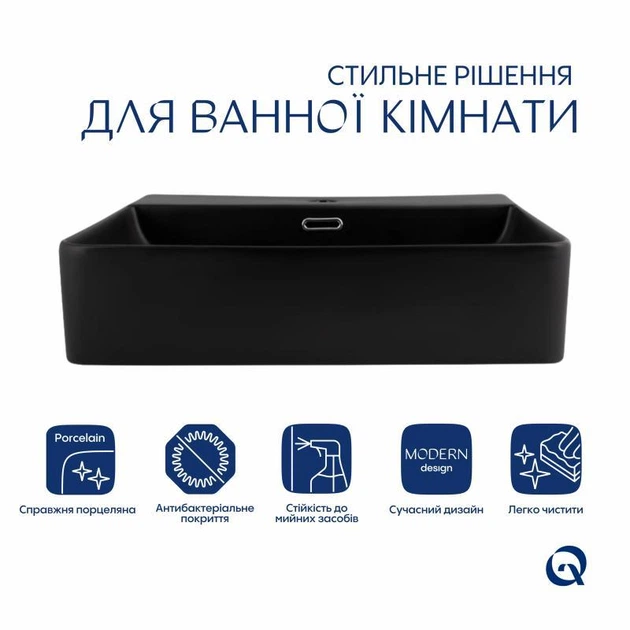 Раковина Qtap Nando LT 500х420х120 Matt black QT12112173SMBMBN - зображення 3