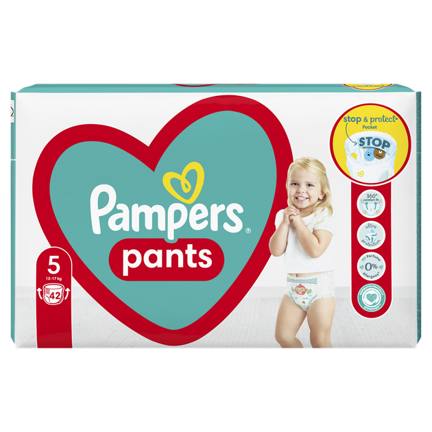 Підгузки Pampers трусики Pants Розмір 5 (12-17 кг) 42 шт. (8006540068960) - Фото 1 Підгузки Pampers трусики Pants Розмір 5 (12-17 кг) 42 шт. (8006540068960) - изображение 1