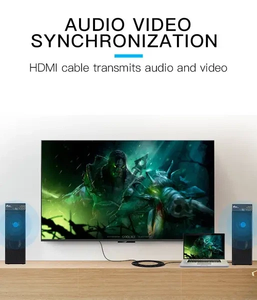 Кабель HDMI Vention HDMI-HDMI, 2m, v2.0, 4K 60Hz (VAA-M02-B200) - зображення 6