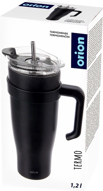 Kubek termiczny Orion z uchwytem stalowy Czarny 1.2 l (8592381223557) - obraz 7