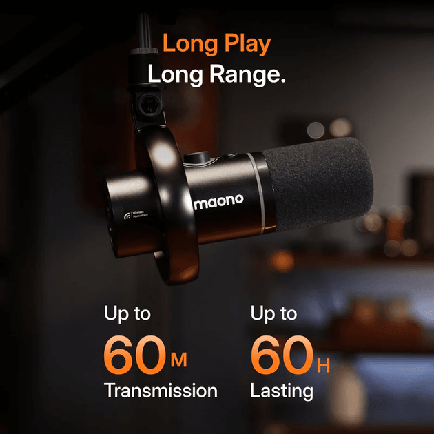 Микрофон Maono PD200W Hybrid с настольной стойкой + Пантограф NB35, Беспроводной 2.4GHz и USB и XLR, динамический кардиоидный для ПК, Android, iPhone - изображение 4