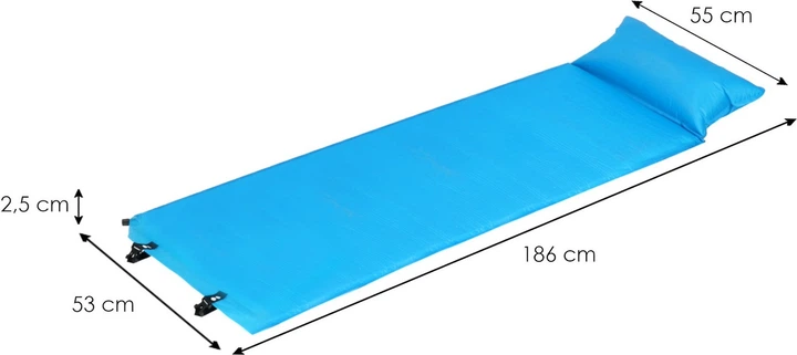 Килимок самонадувний Springos з подушкою та чохлом 186 см Синій PM036 (5907719430911) - зображення 7