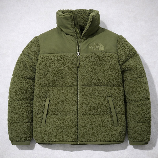 Куртка The North Face Sherpa Nuptse, оливковая М – Брендовая
