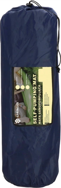 Килимок самонадувний Springos з подушкою та чохлом 200 см Темно-синій PM054 (5907719497846) - зображення 8