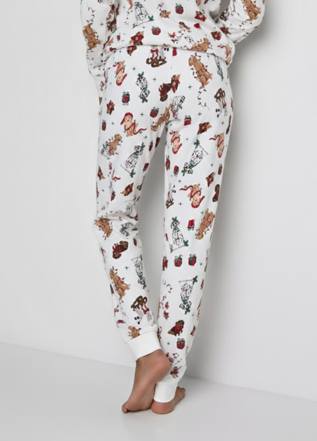 Бавовняні піжамні штани Primark Cotton Dog Print Family Christmas XL для дому та сну Білий (8551) - Фото 2 Бавовняні піжамні штани Primark Cotton Dog Print Family Christmas XL для дому та сну Білий (8551) - зображення 2