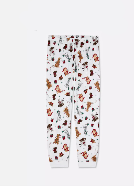 Бавовняні піжамні штани Primark Cotton Dog Print Family Christmas XL для дому та сну Білий (8551) - Фото 4 Бавовняні піжамні штани Primark Cotton Dog Print Family Christmas XL для дому та сну Білий (8551) - зображення 4