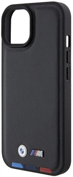 Etui plecki BMW Leather Stamp Tricolor do Apple iPhone 15 Plus Black (3666339143350) - obraz 5