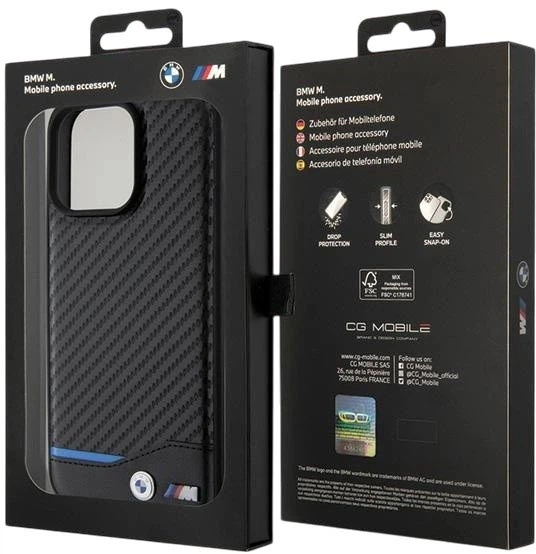 Etui plecki BMW Leather Carbon do Apple iPhone 15 Pro Max Black (3666339143862) - obraz 8