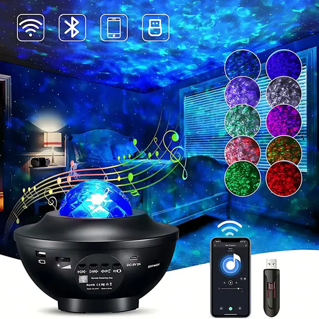 Детский проектор Галактики HANSON Sky Light + Bluetooth колонка с пультом ДУ ночник звездный проектор в детскую спальню - изображение 6