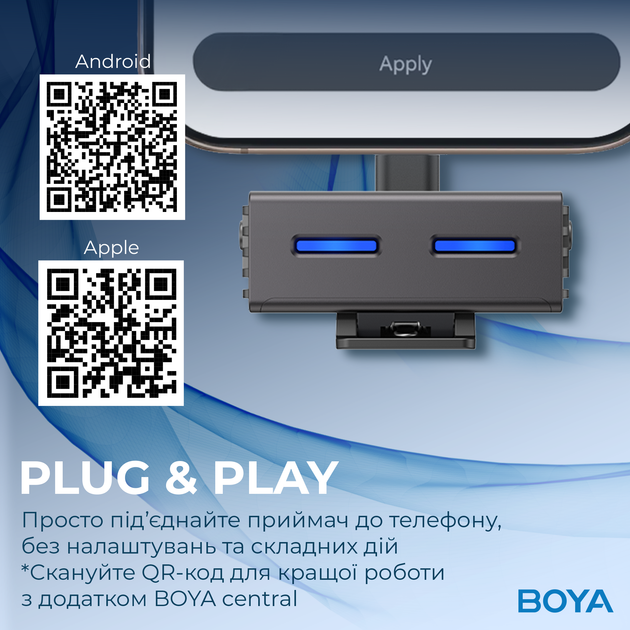 Бездротовий мікрофон Boya LINK 3-01 Type-C/TRS/Lightning Black - зображення 15