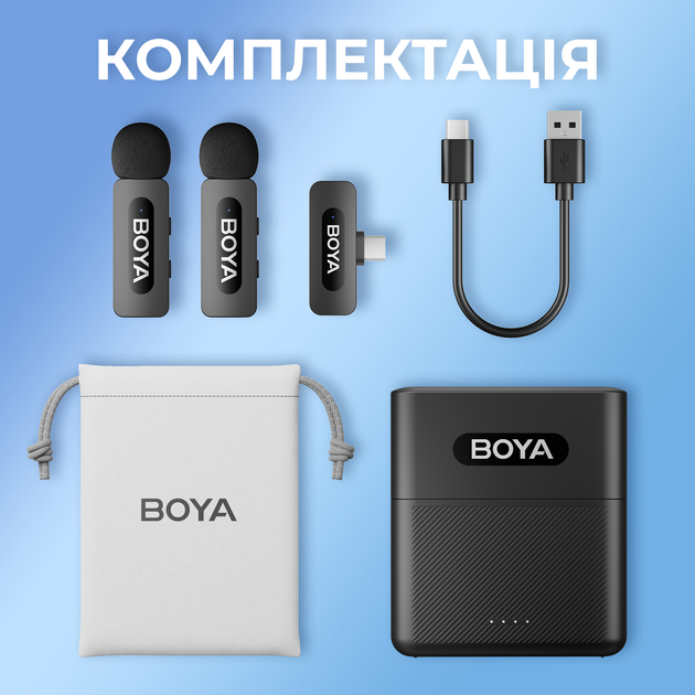 Беспроводной петличный микрофон Boya BY-V30 Type-C Black - Фото 14 Беспроводной петличный микрофон Boya BY-V30 Type-C Black - изображение 14