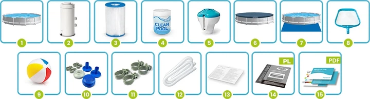 Каркасний басейн Intex 16 в 1 366 x 76 см 26712 + машина для мильних бульбашок (5903890614591) - зображення 3