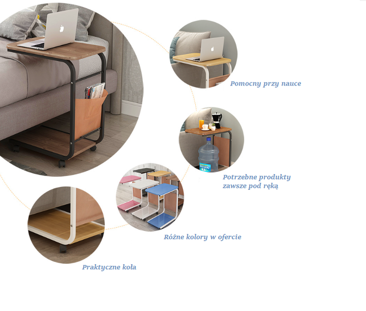 Stolik kawowy Hedo 80917 Mobilny na kółkach Czarny (5904041133756) - obraz 6