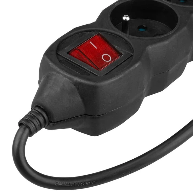 Мережевий фільтр з вимикачем DPM PP17 3 розетки 5 м чорний (5903332589142) - зображення 3