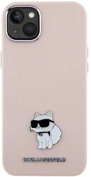 Панель Karl Lagerfeld Silicone Choupette Metal Pin для Apple iPhone 15 Pink (3666339166243) - зображення 3