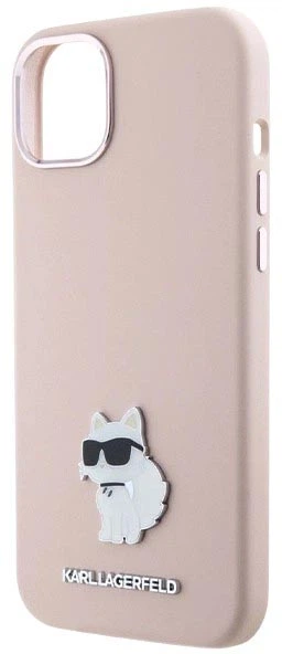 Панель Karl Lagerfeld Silicone Choupette Metal Pin для Apple iPhone 15 Pink (3666339166243) - зображення 5