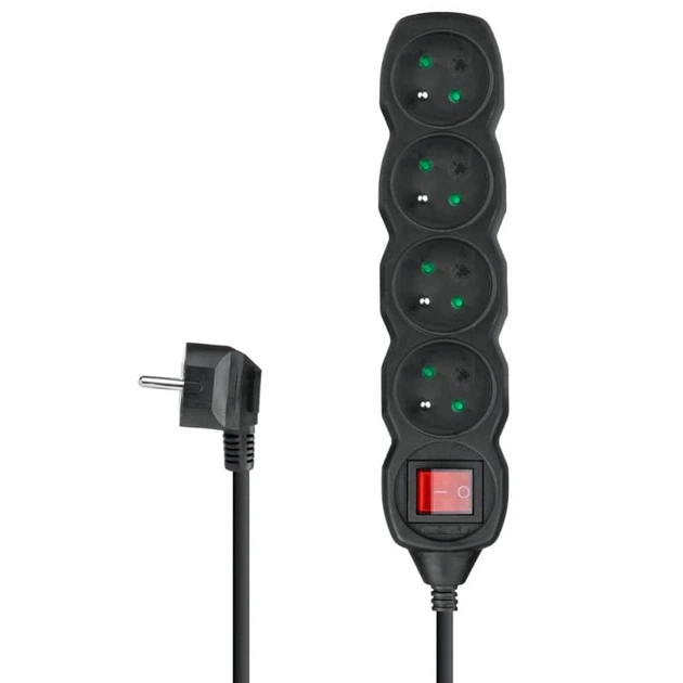 Przedłużacz z wyłącznikiem DPM PP37 4 gniazda 5 m czarny (5903332589265) - obraz 2