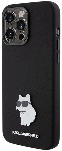 Etui Karl Lagerfeld Silicone Choupette Metal Pin do Apple iPhone 15 Pro Max Black (3666339166380) - obraz 2